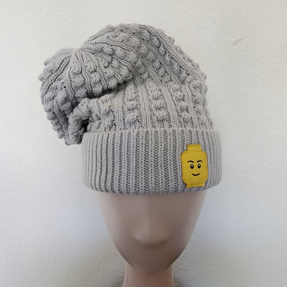 LEGO Gray Knit Beanie Hat with Iconic Logo Patch - Unisex - Picture 3 of 5